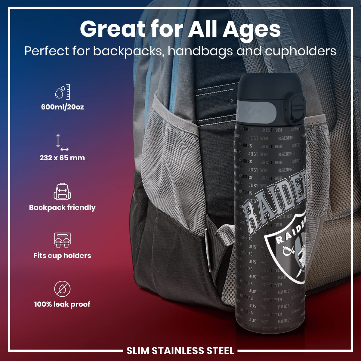 NFL x ION8, Inox, Las Vegas Raiders, 600 ml