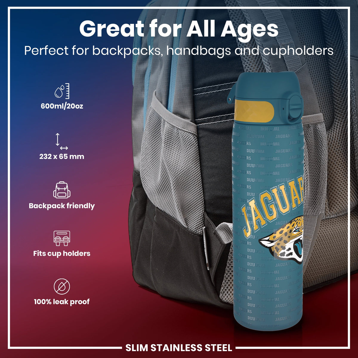 NFL x ION8, Inox, Jacksonville Jaguars, 600 ml