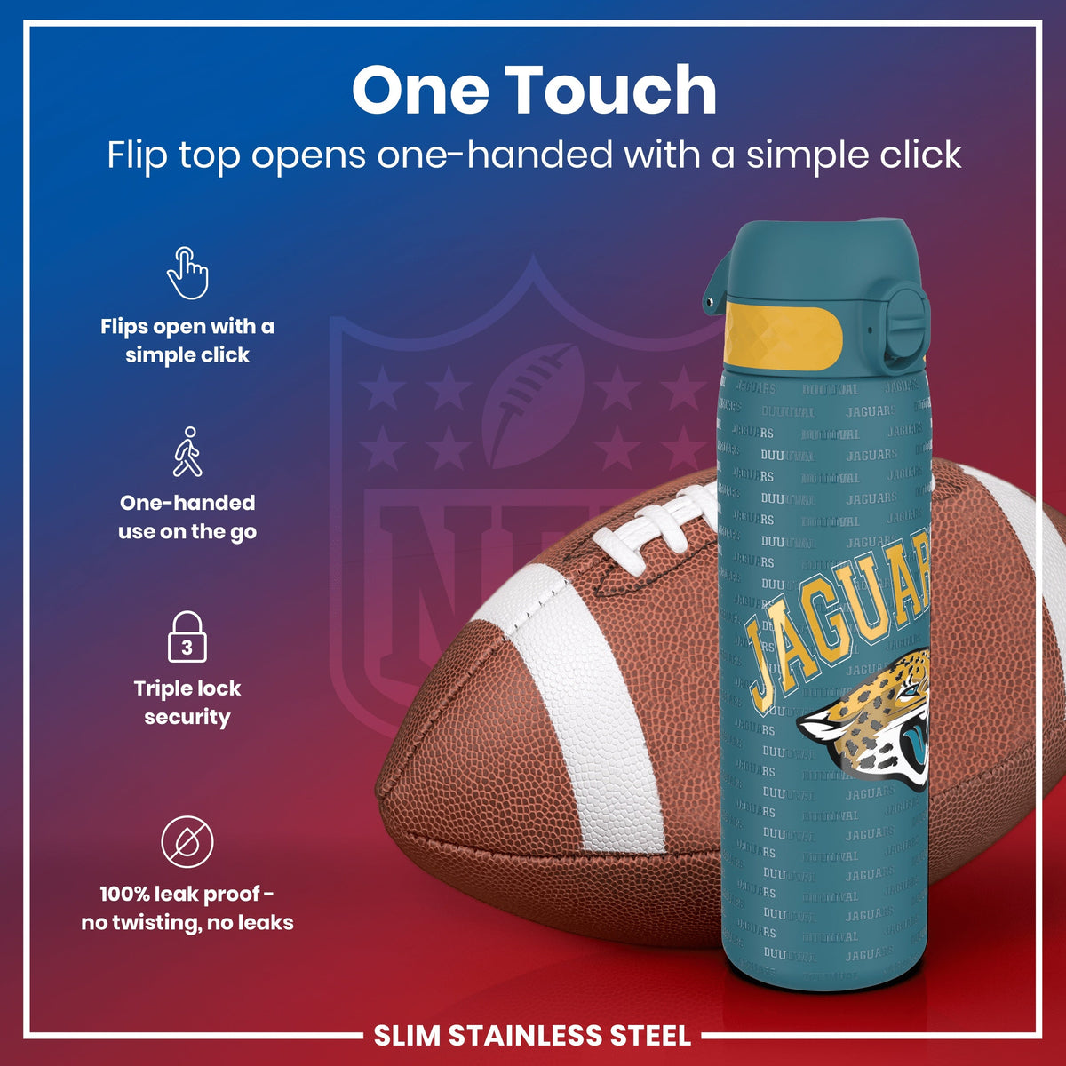 NFL x ION8, Inox, Jacksonville Jaguars, 600 ml