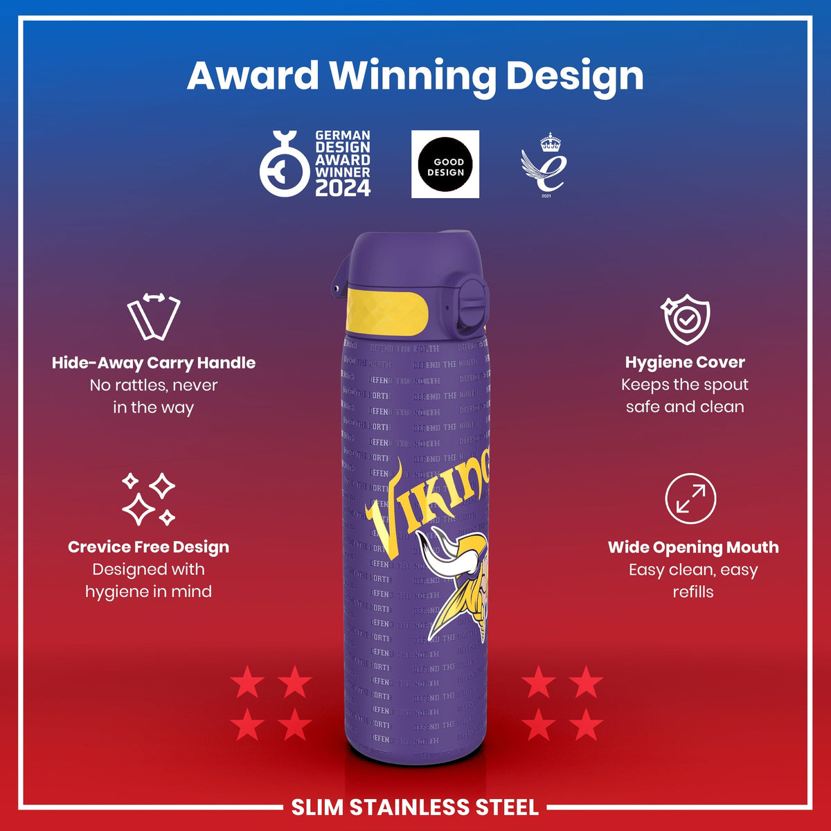 NFL x ION8, Inox, Minnesota Vikings, 600 ml