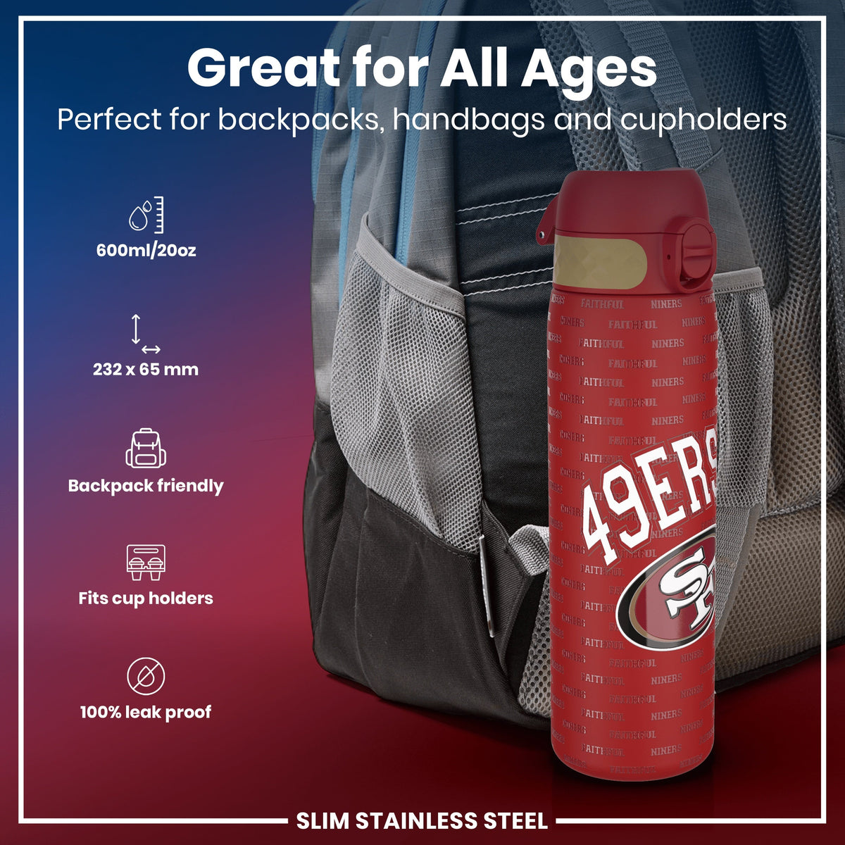NFL x ION8, Inox, San Francisco 49ers, 600 ml
