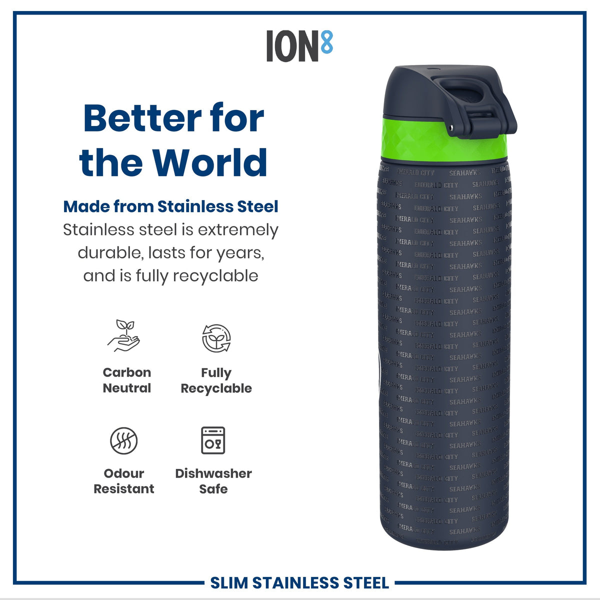 NFL x ION8, Inox, Seattle Seahawks, 600 ml