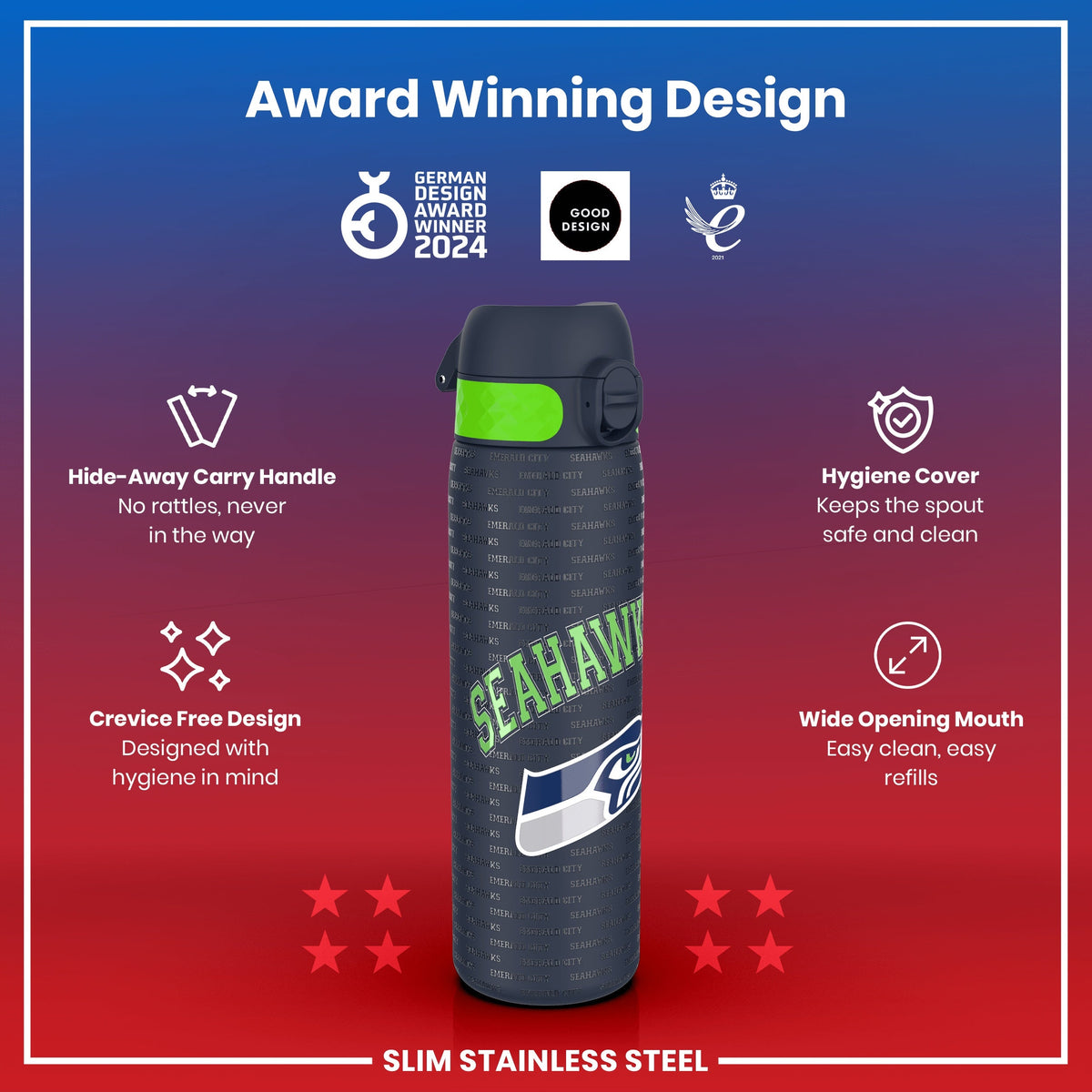 NFL x ION8, Inox, Seattle Seahawks, 600 ml