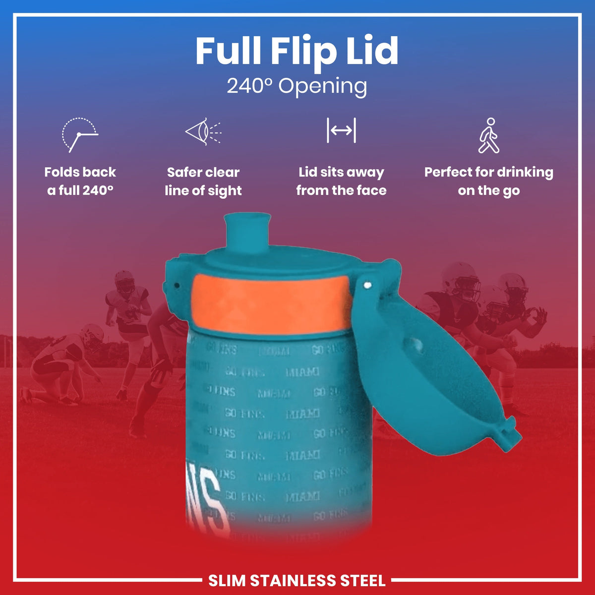 NFL x ION8, Inox, Miami Dolphins, 600 ml