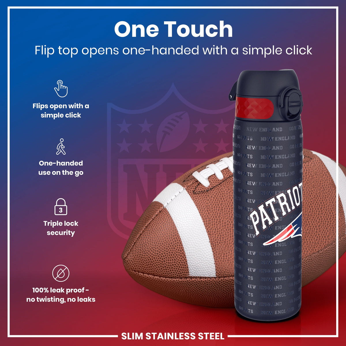 NFL x ION8, Inox, New England Patriots, 600 ml