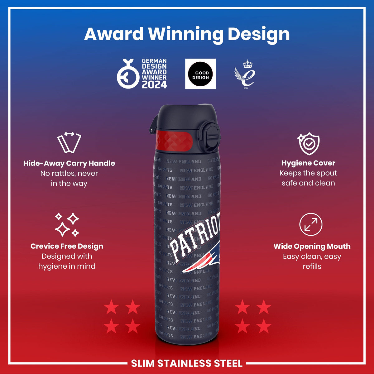 NFL x ION8, Inox, New England Patriots, 600 ml