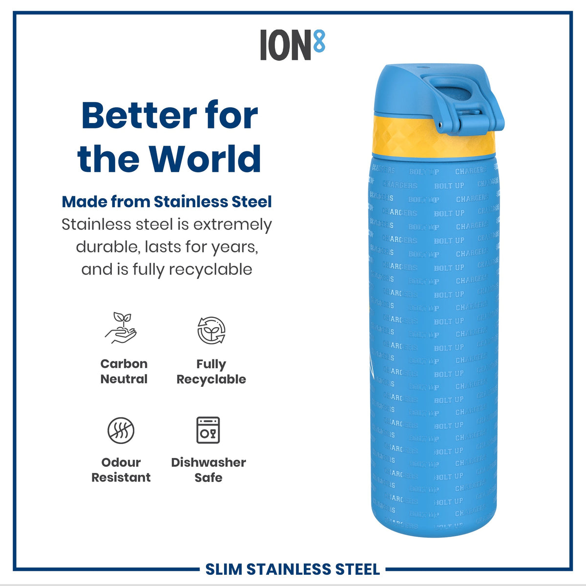 NFL x ION8, Inox, Los Angeles Chargers, 600 ml