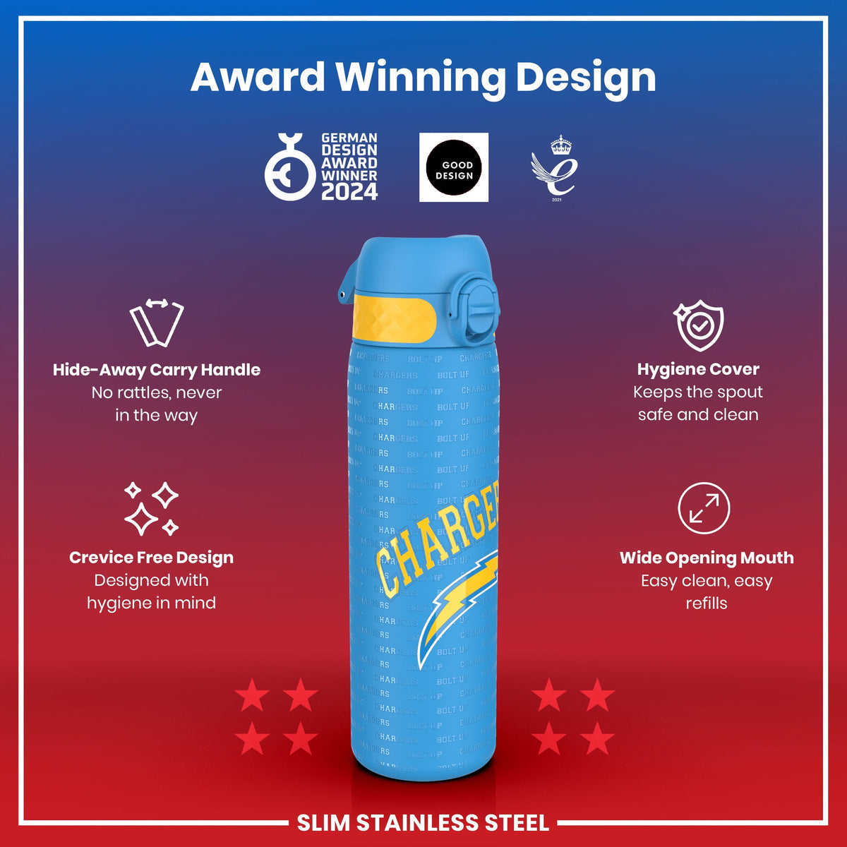 NFL x ION8, Inox, Los Angeles Chargers, 600 ml