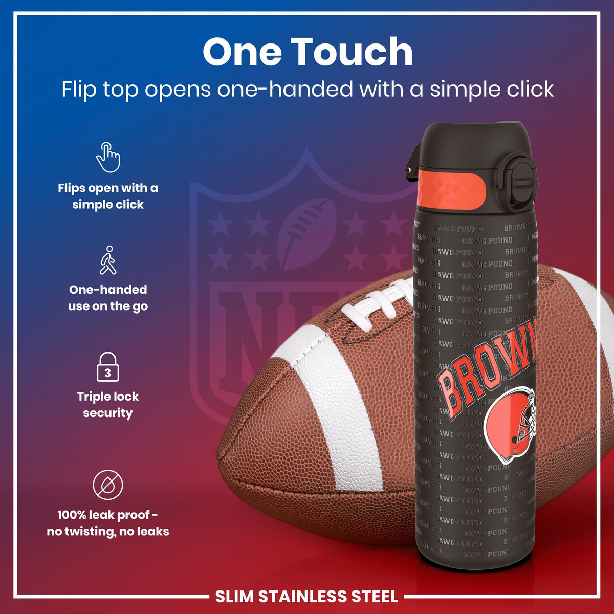 NFL x ION8, Inox, Cleveland Browns, 600 ml