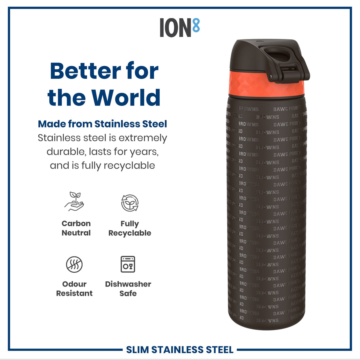 NFL x ION8, Inox, Cleveland Browns, 600 ml