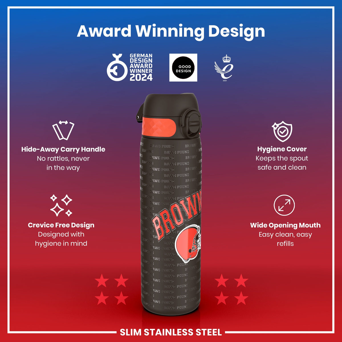 NFL x ION8, Inox, Cleveland Browns, 600 ml