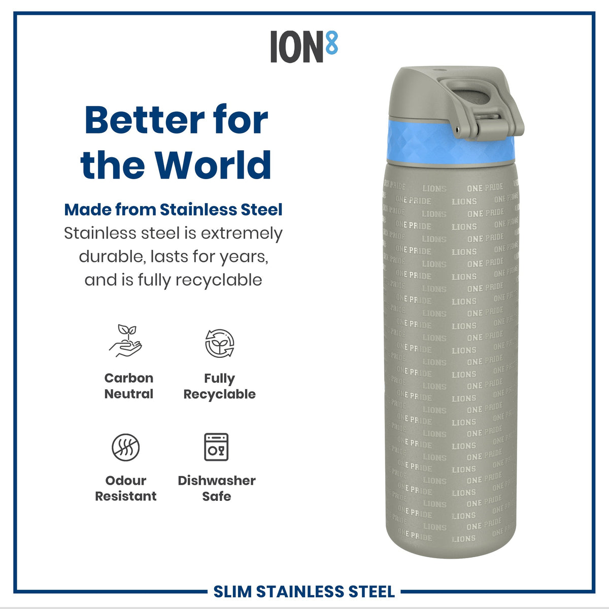 NFL x ION8, Inox, Detroit Lions, 600 ml
