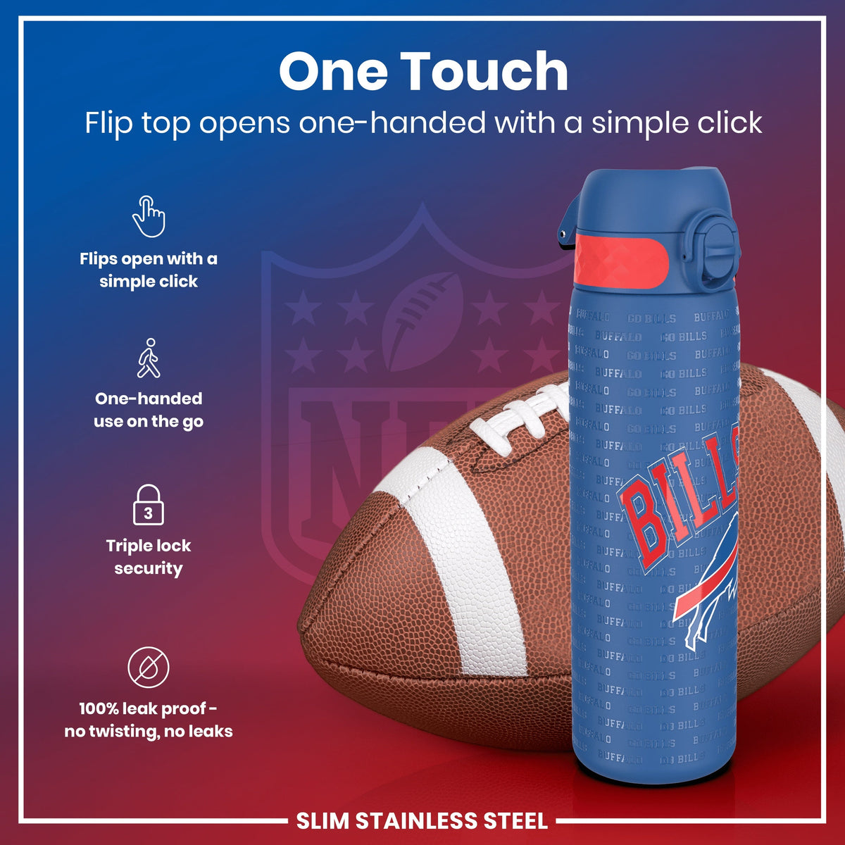 NFL x ION8, Inox, Buffalo Bills, 600 ml