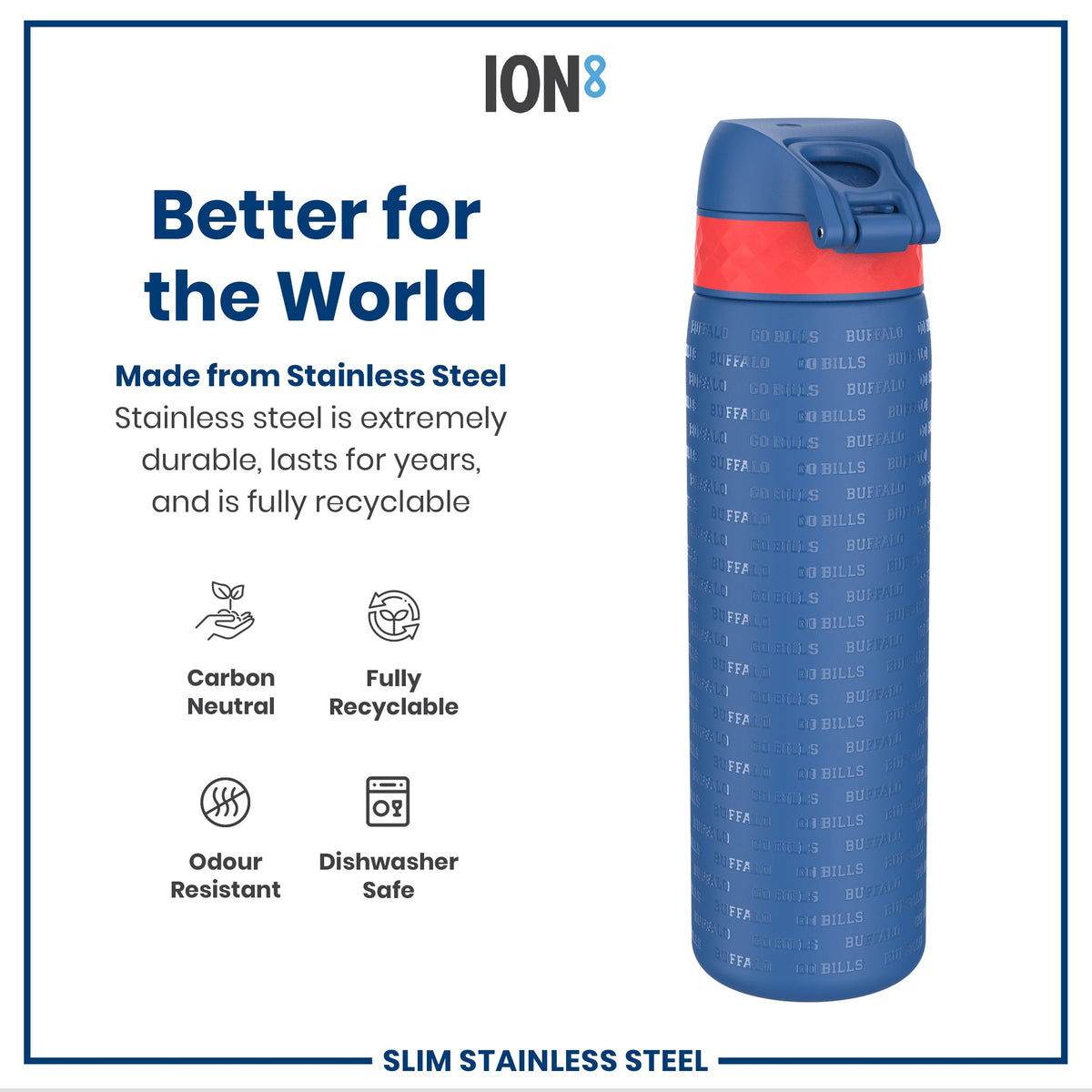 NFL x ION8, Inox, Buffalo Bills, 600 ml