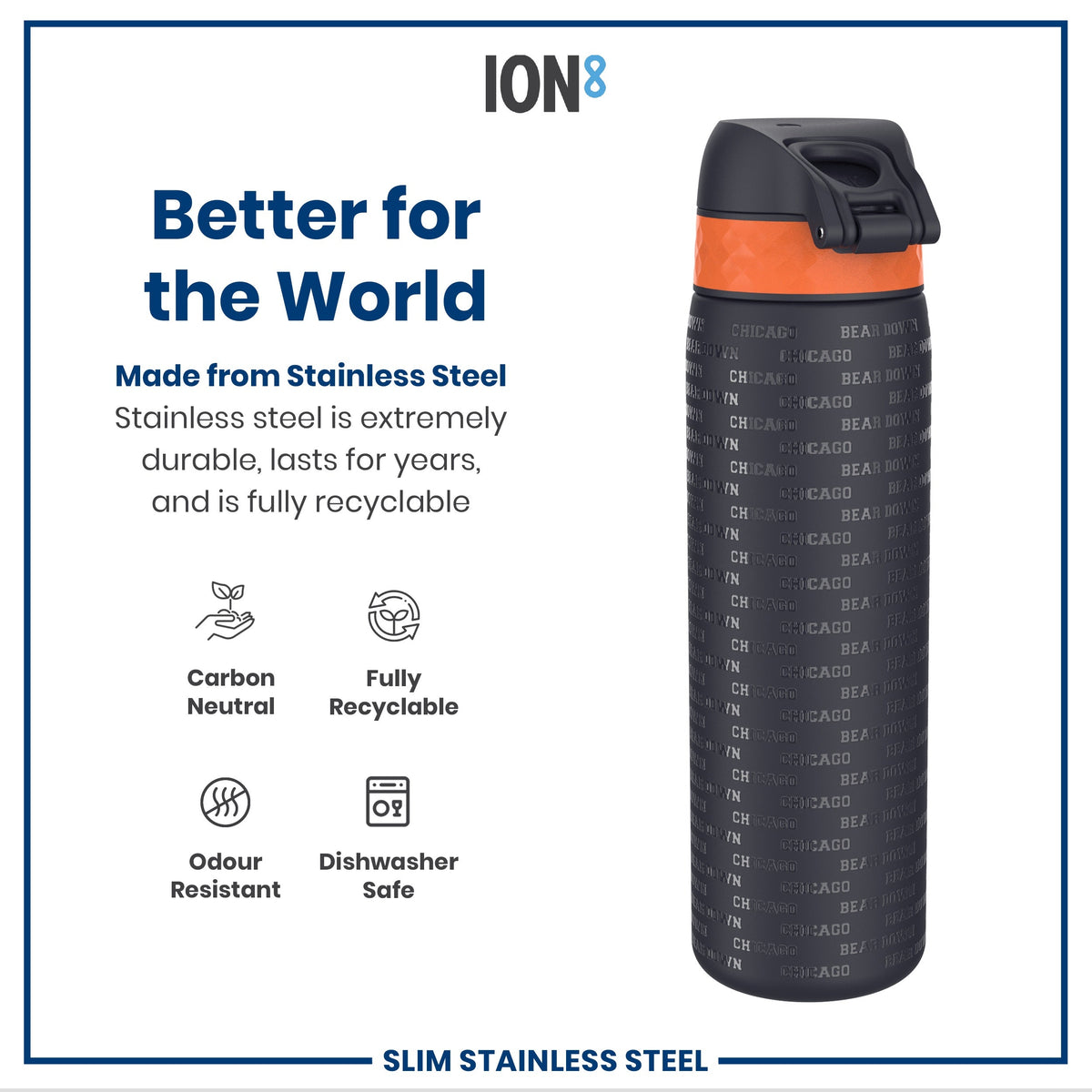 NFL x ION8, Inox, Chicago Bears, 600 ml