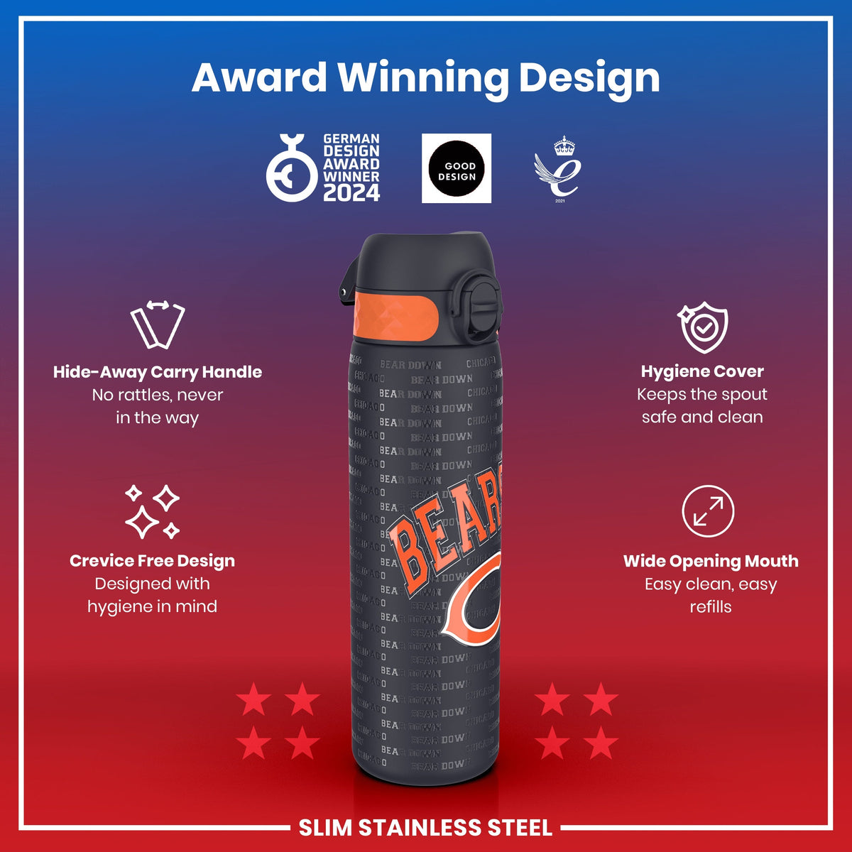 NFL x ION8, Inox, Chicago Bears, 600 ml
