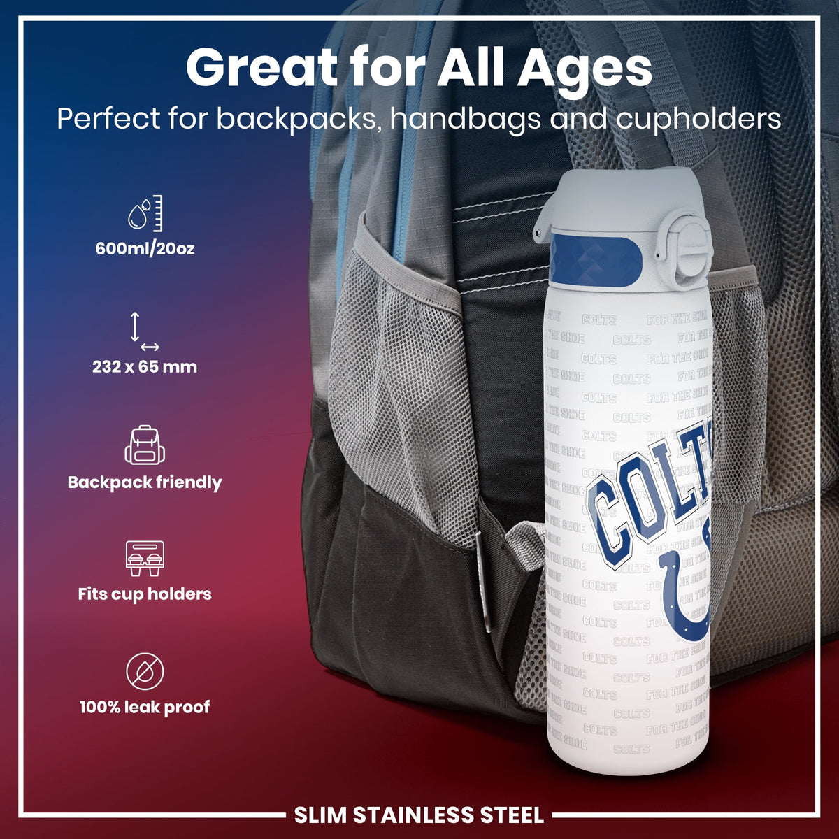 NFL x ION8, Inox, Indianapolis Colts, 600 ml