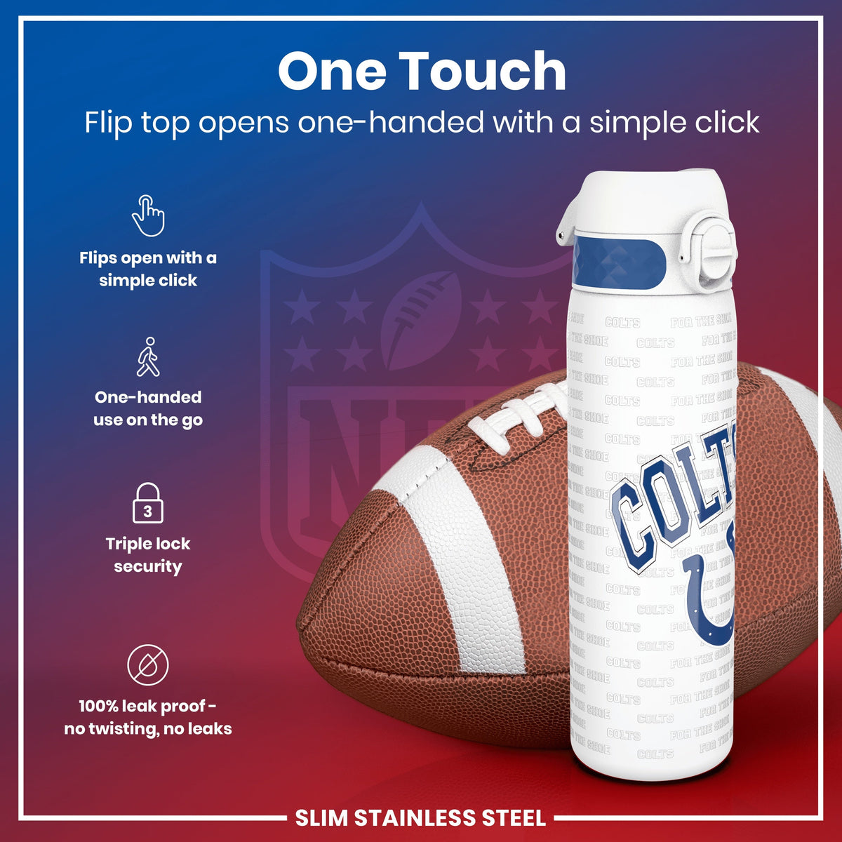 NFL x ION8, Inox, Indianapolis Colts, 600 ml