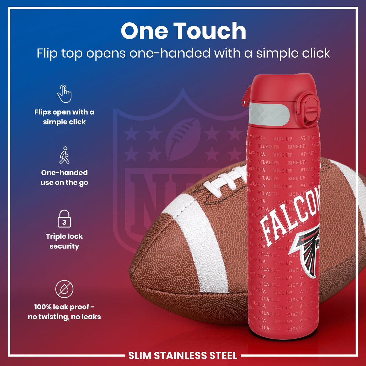 NFL x ION8, Inox, Atlanta Falcons, 600 ml