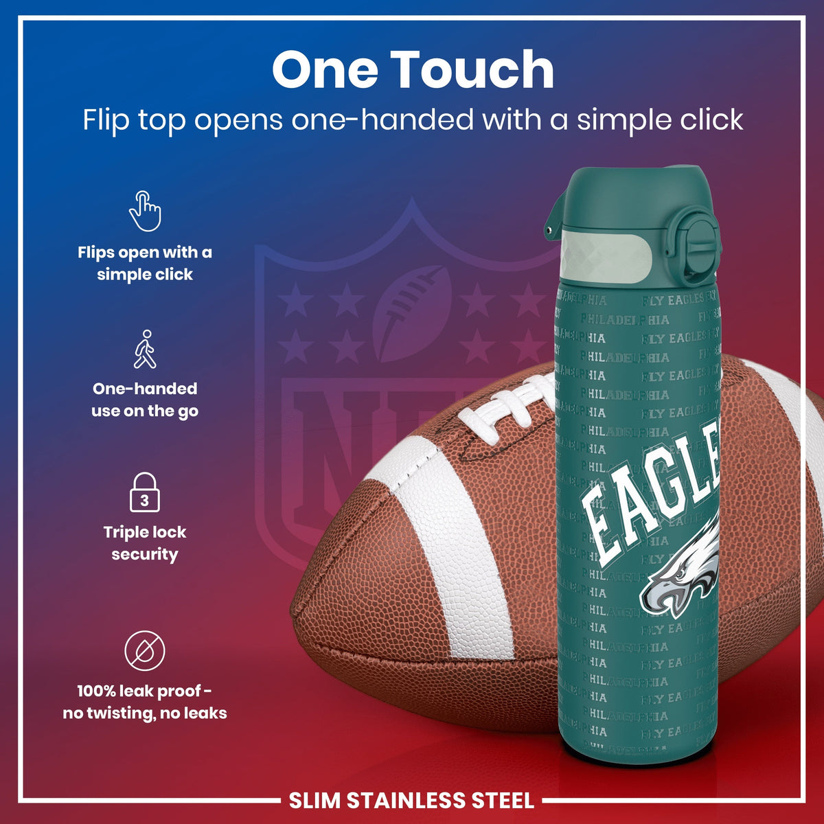 NFL x ION8, Inox, Philadelphia Eagles, 600 ml