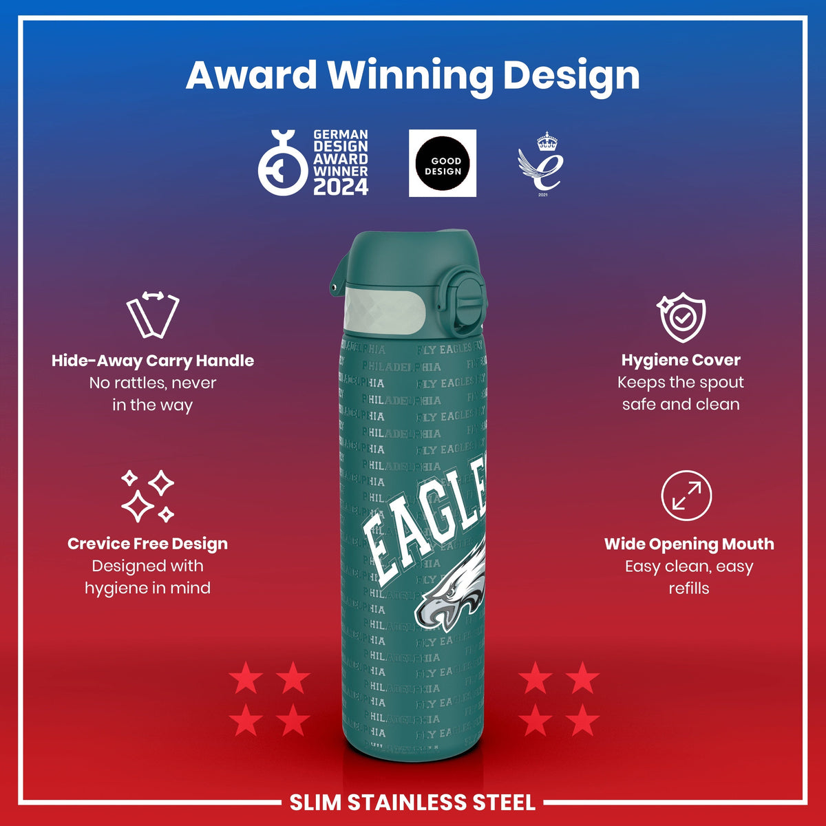 NFL x ION8, Inox, Philadelphia Eagles, 600 ml