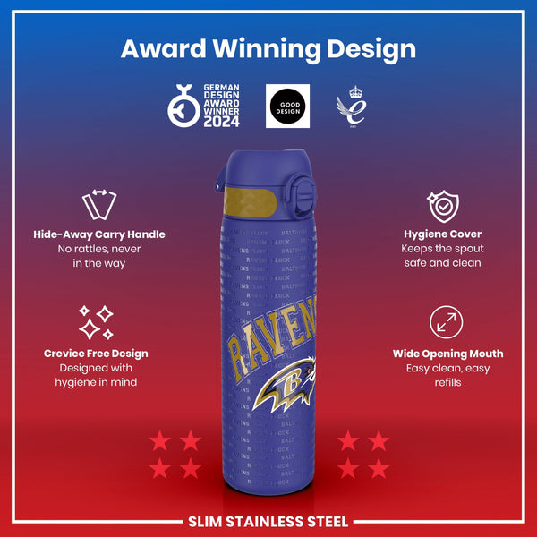 NFL x ION8, Inox, Baltimore Ravens, 600 ml