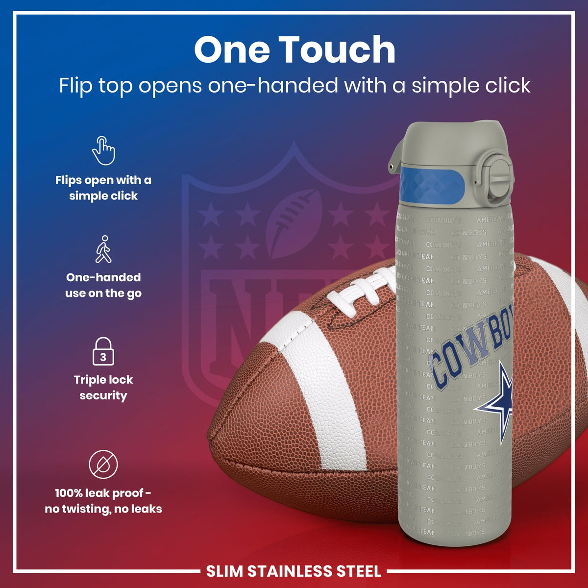 NFL x ION8, Inox, Dallas Cowboys, 600 ml