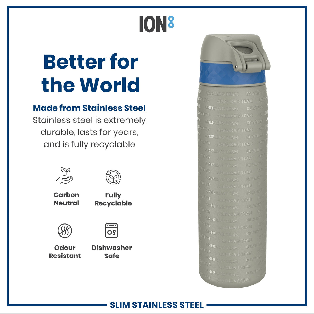 NFL x ION8, Inox, Dallas Cowboys, 600 ml
