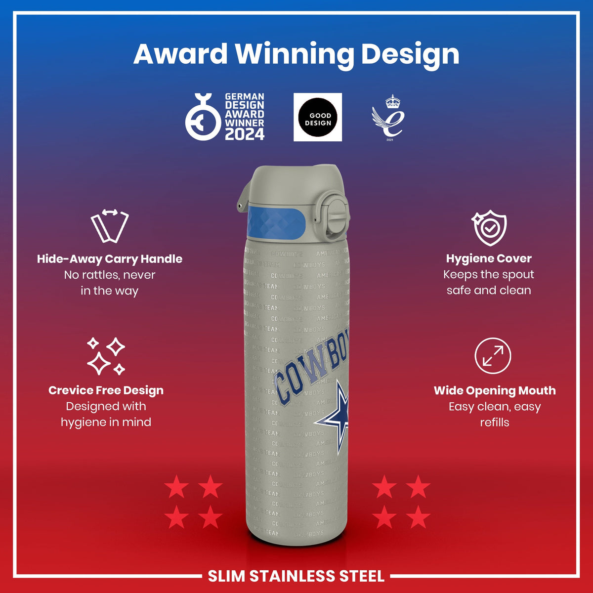 NFL x ION8, Inox, Dallas Cowboys, 600 ml