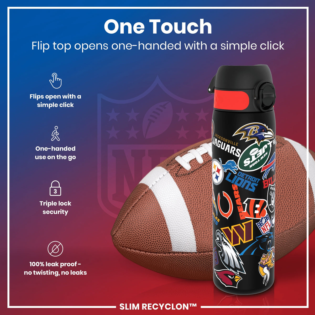 NFL x ION8, Recyclon, Patch Logos, 500 ml