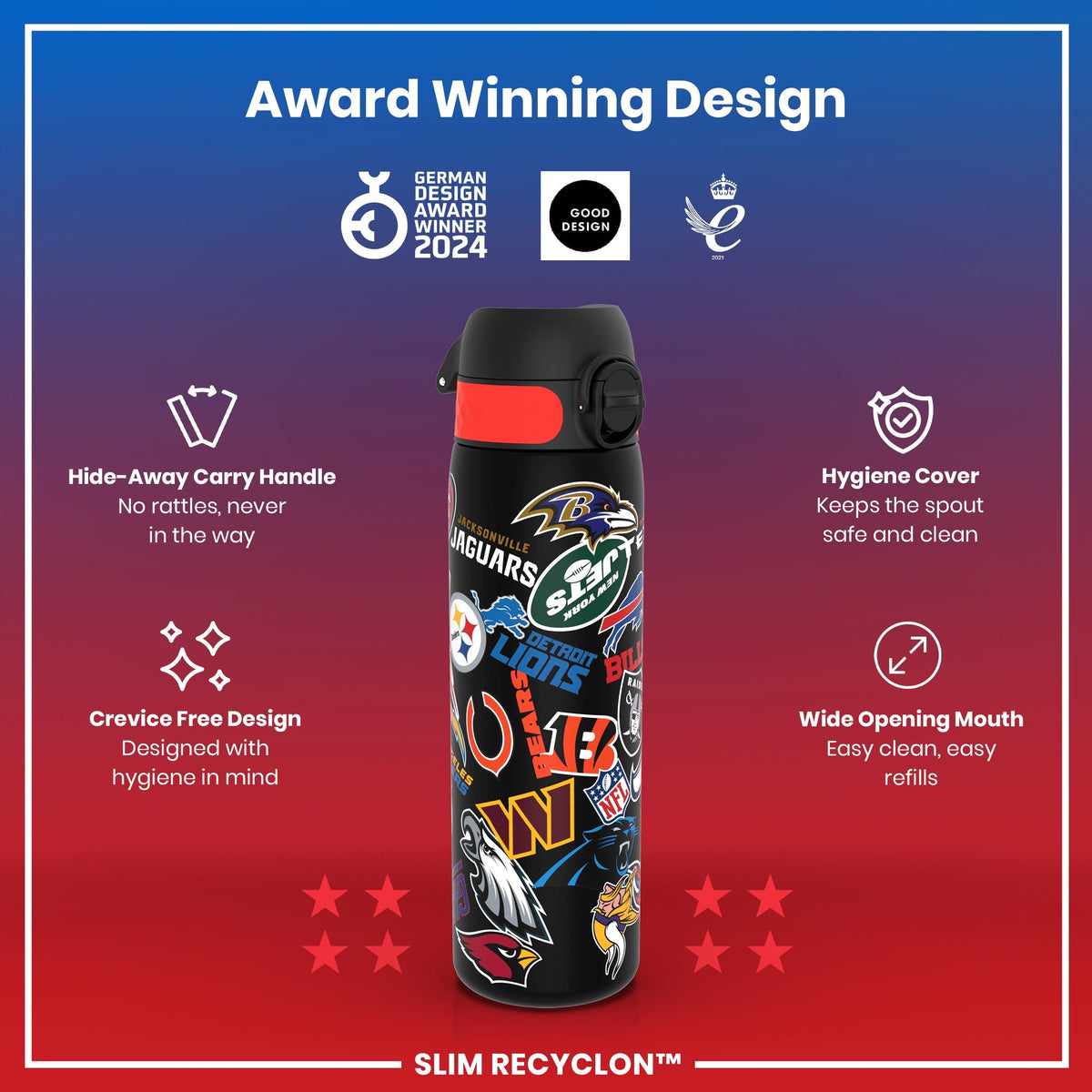 NFL x ION8, Recyclon, Patch Logos, 500 ml
