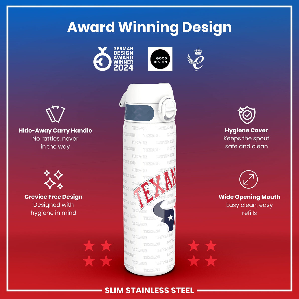NFL x ION8, Inox, Houston Texans, 600 ml