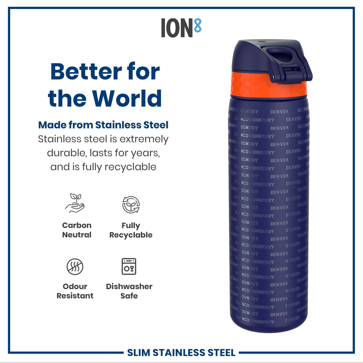 NFL x ION8, Inox, Denver Broncos, 600 ml