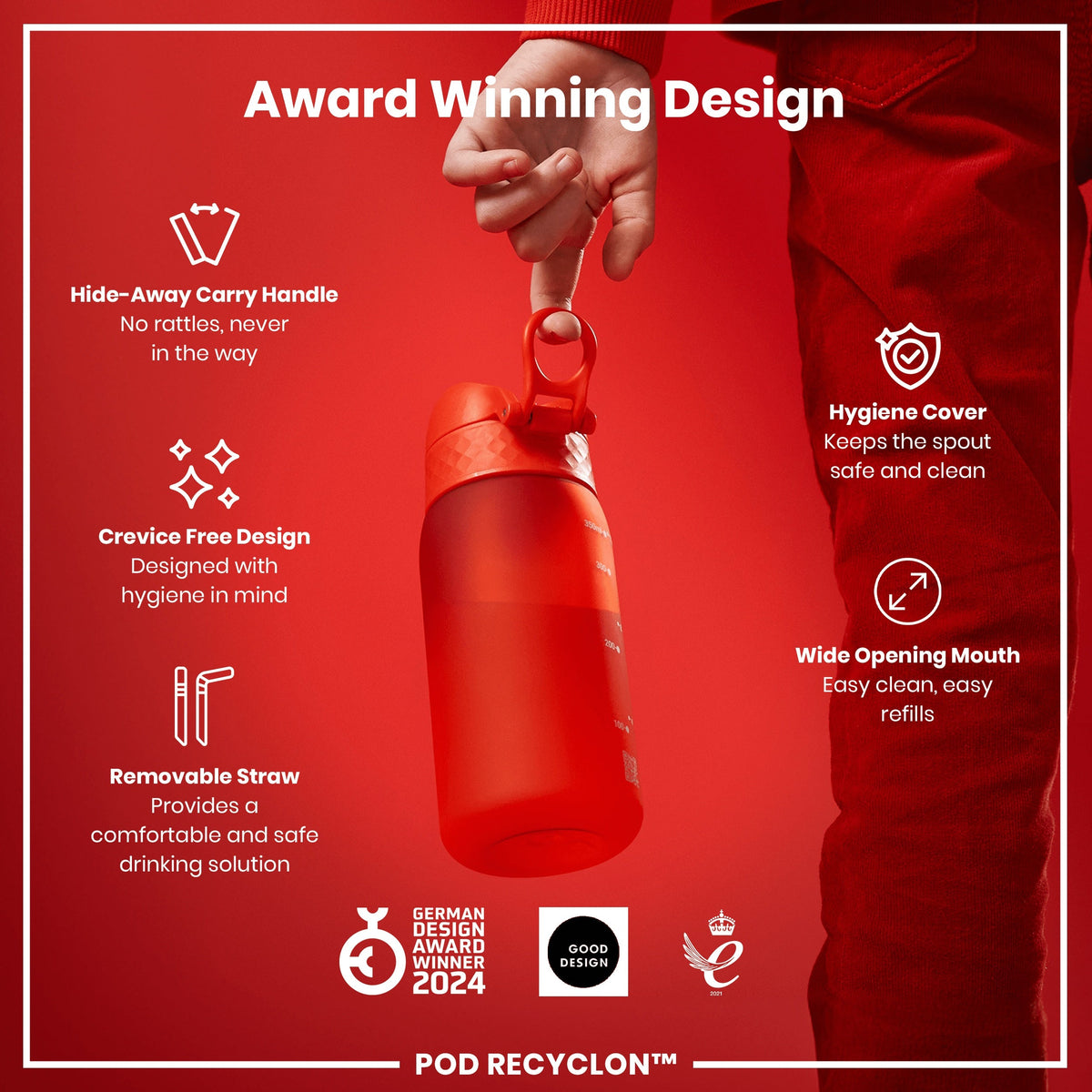Gourde Recyclon, Rouge, 350 ml