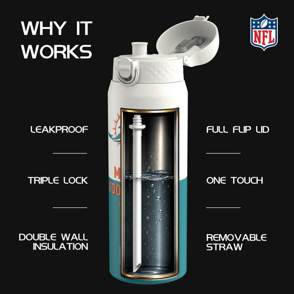 NFL x ION8, Inox isotherme, Série 50, Dolphins, 750 ml