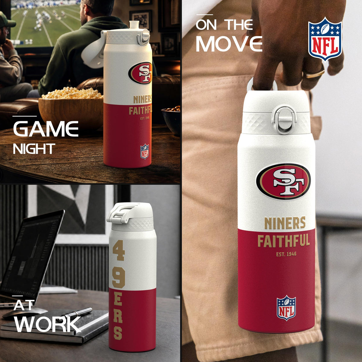 NFL x ION8, Inox isotherme, Série 50, 49ers, 750 ml