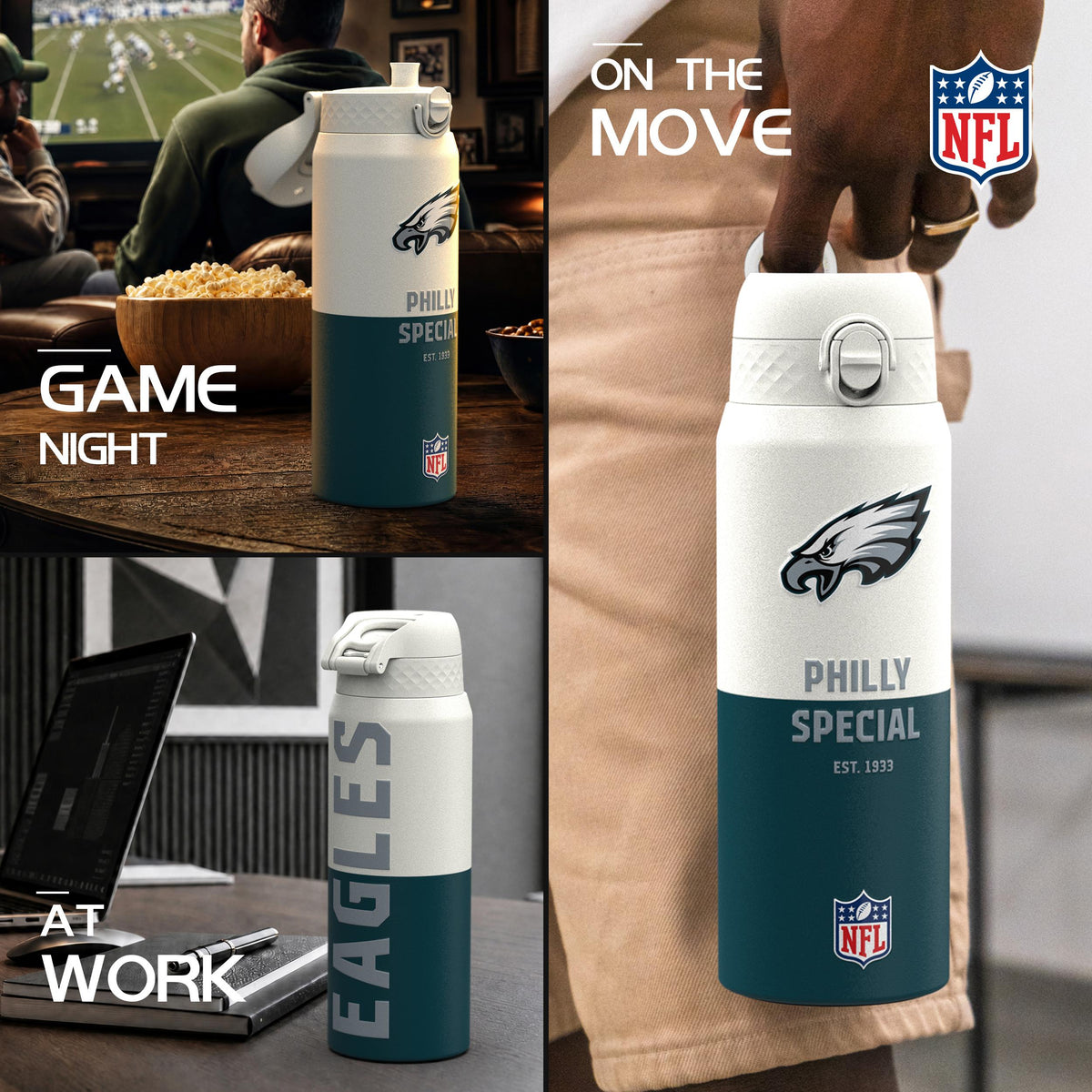 NFL x ION8, Inox isotherme, Série 50, Eagles, 750 ml