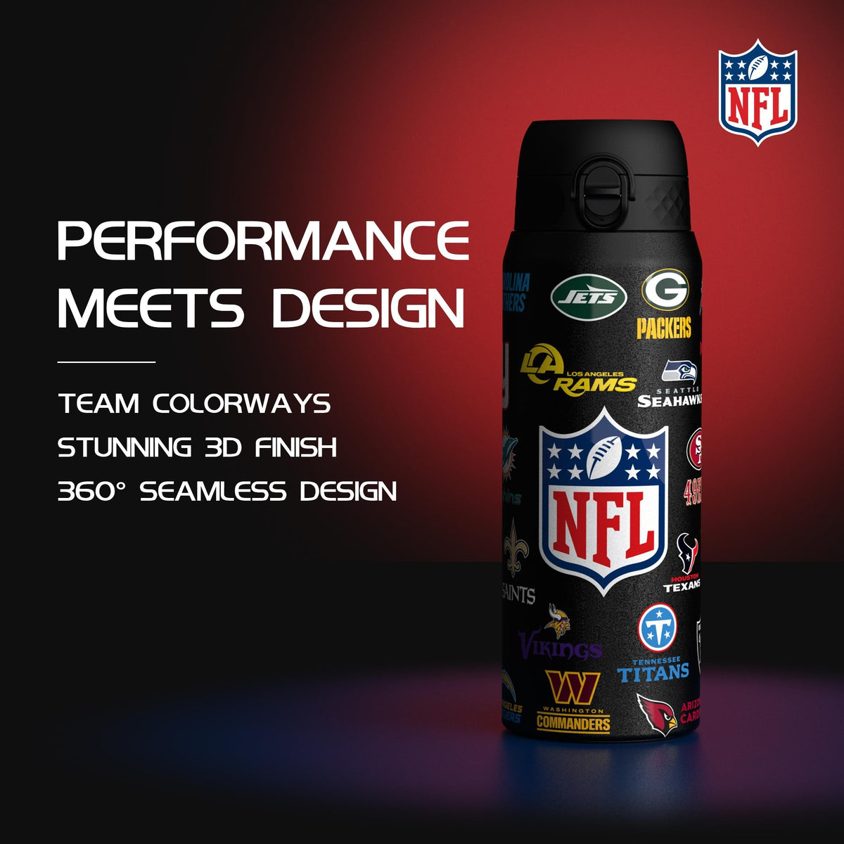NFL x ION8, Inox isotherme, Série Logo, Multi-équipes, 750 ml