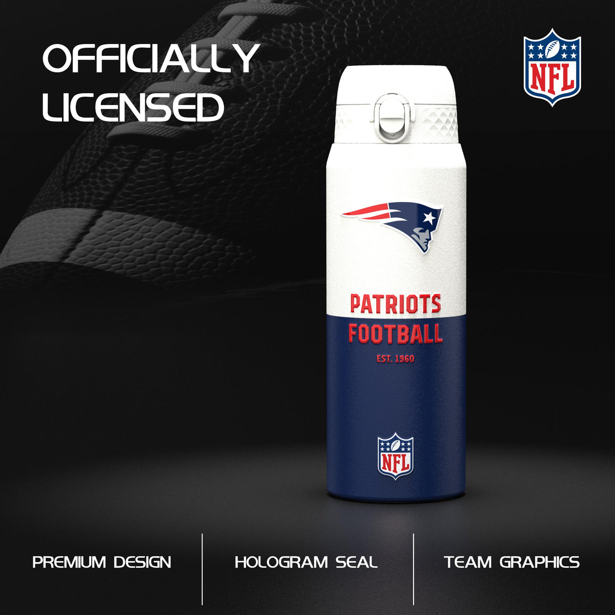 NFL x ION8, Inox isotherme, Série 50, Patriots, 750 ml