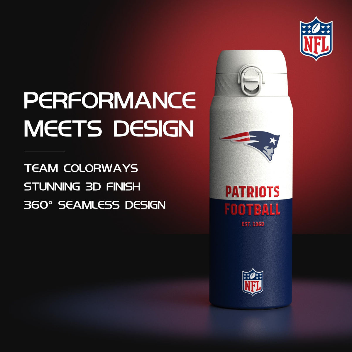 NFL x ION8, Inox isotherme, Série 50, Patriots, 750 ml
