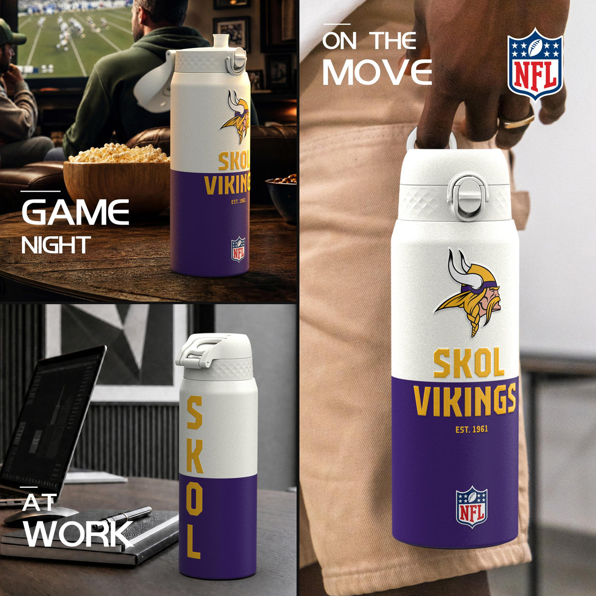 NFL x ION8, Inox isotherme, Série 50, Vikings, 750 ml
