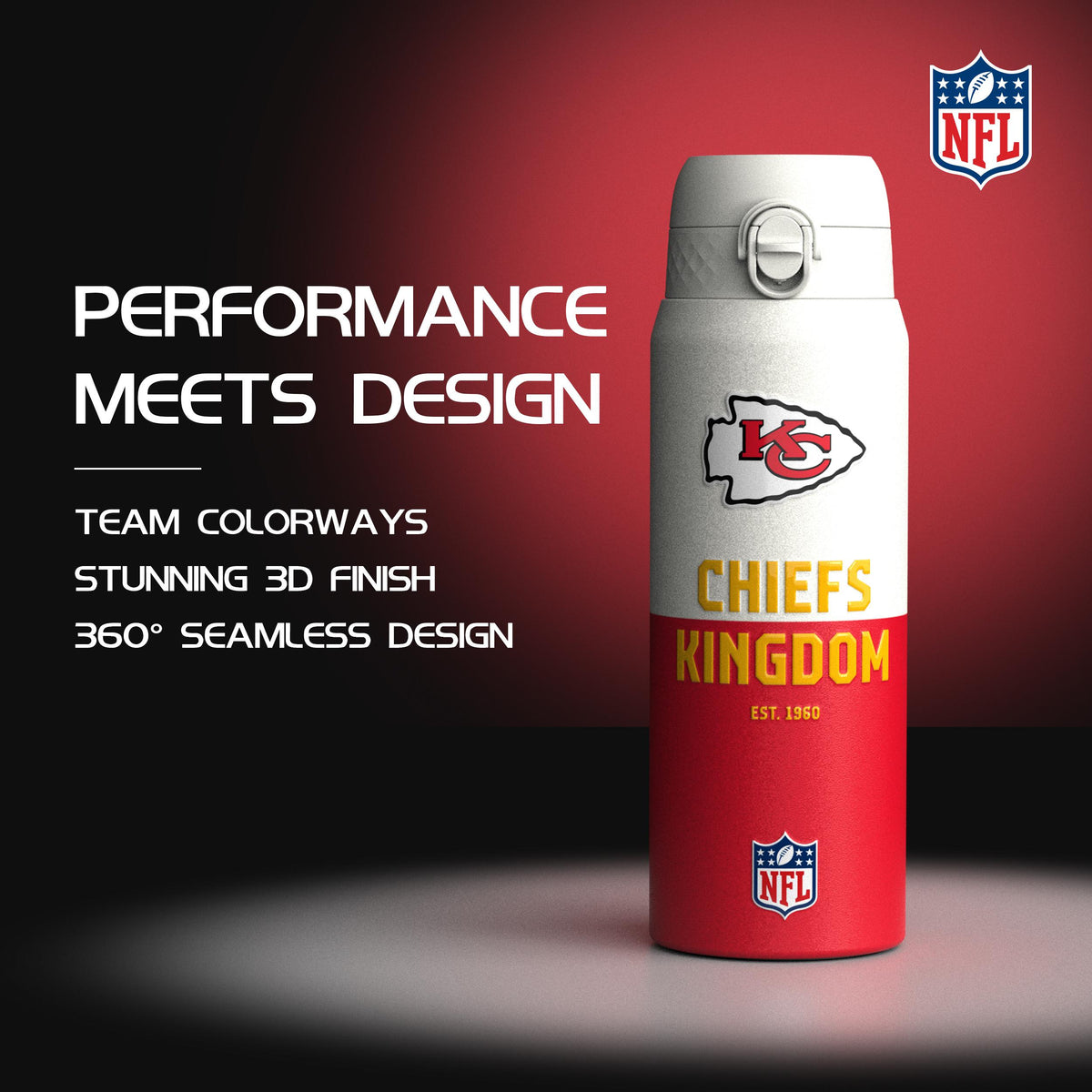 NFL x ION8, Inox isotherme, Série 50, Chiefs, 750 ml