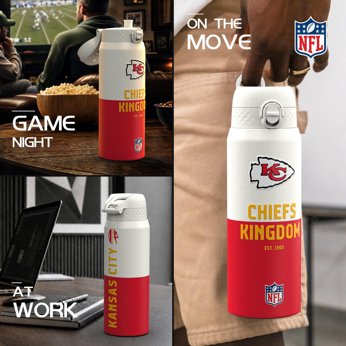 NFL x ION8, Inox isotherme, Série 50, Chiefs, 750 ml