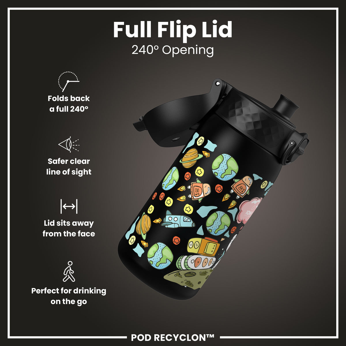 Gourde enfant Recyclon, Espace, Noir, 350 ml
