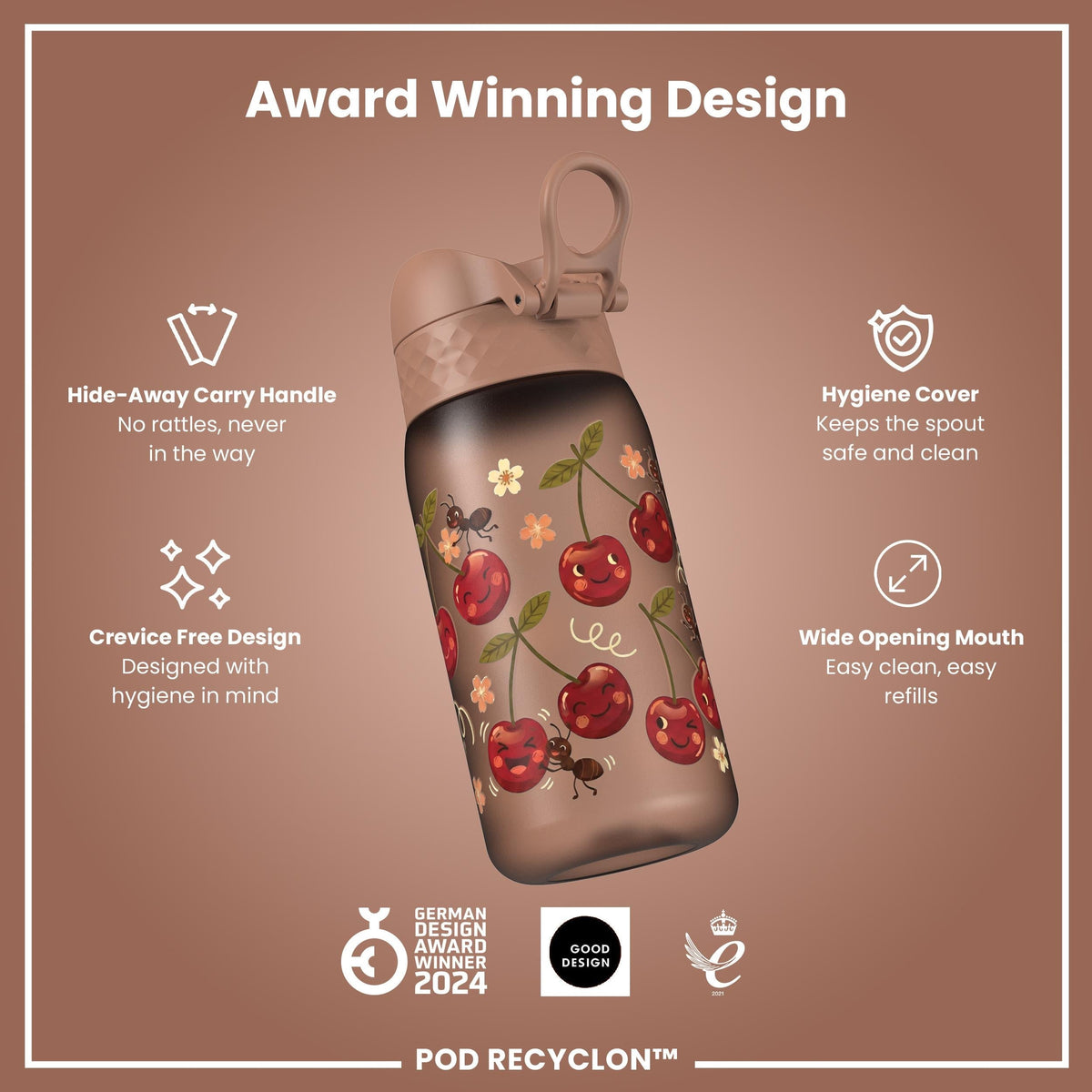 Gourde enfant Recyclon, Cerises, 350 ml