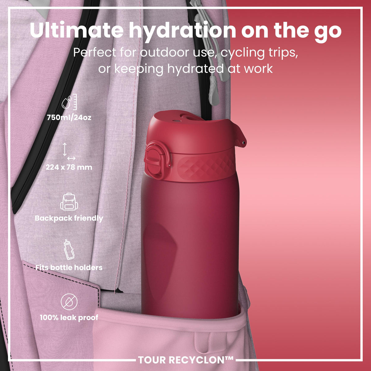 Gourde Recyclon, Viva Magenta, 750 ml