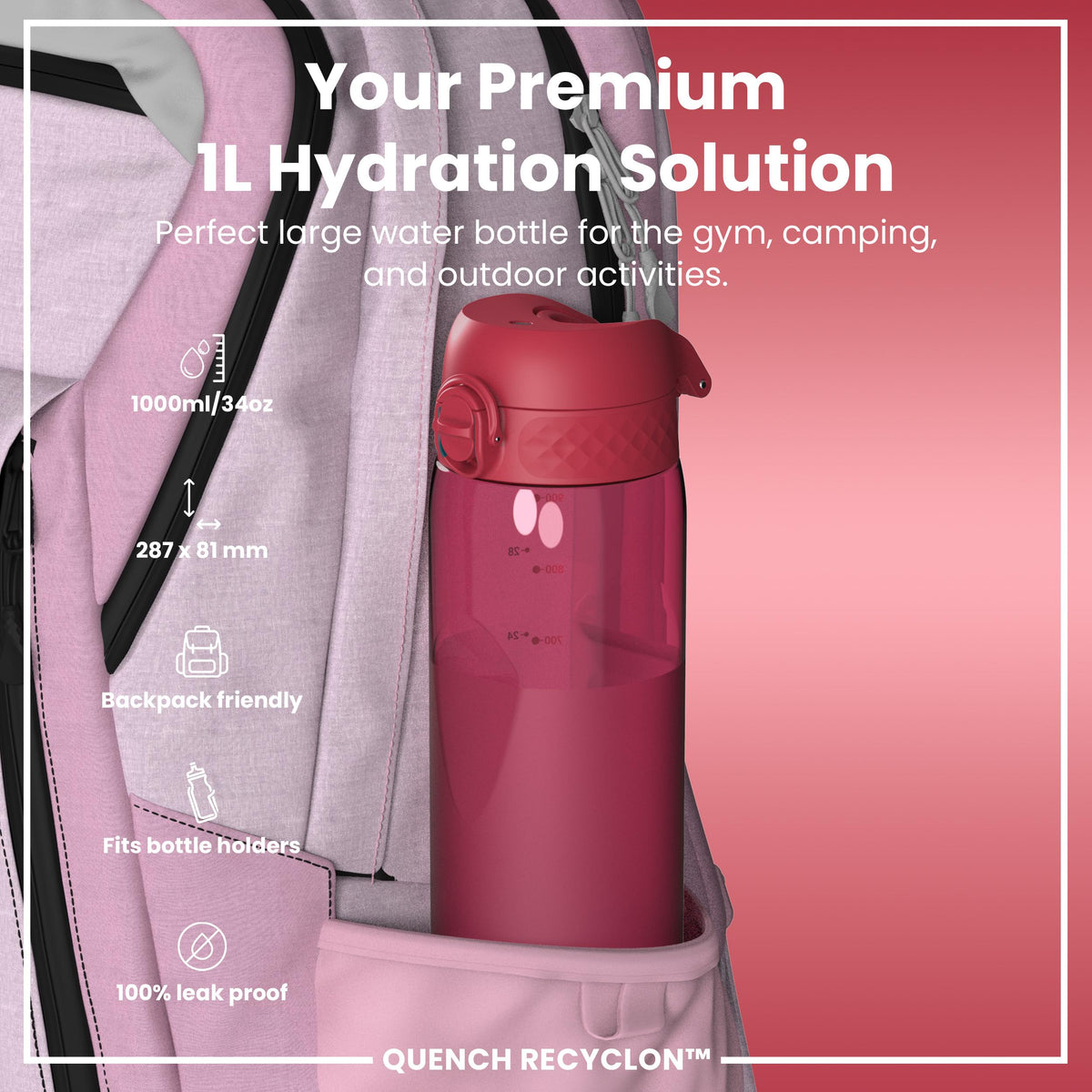 Gourde Recyclon, Half-Cut, Magenta, 1 L