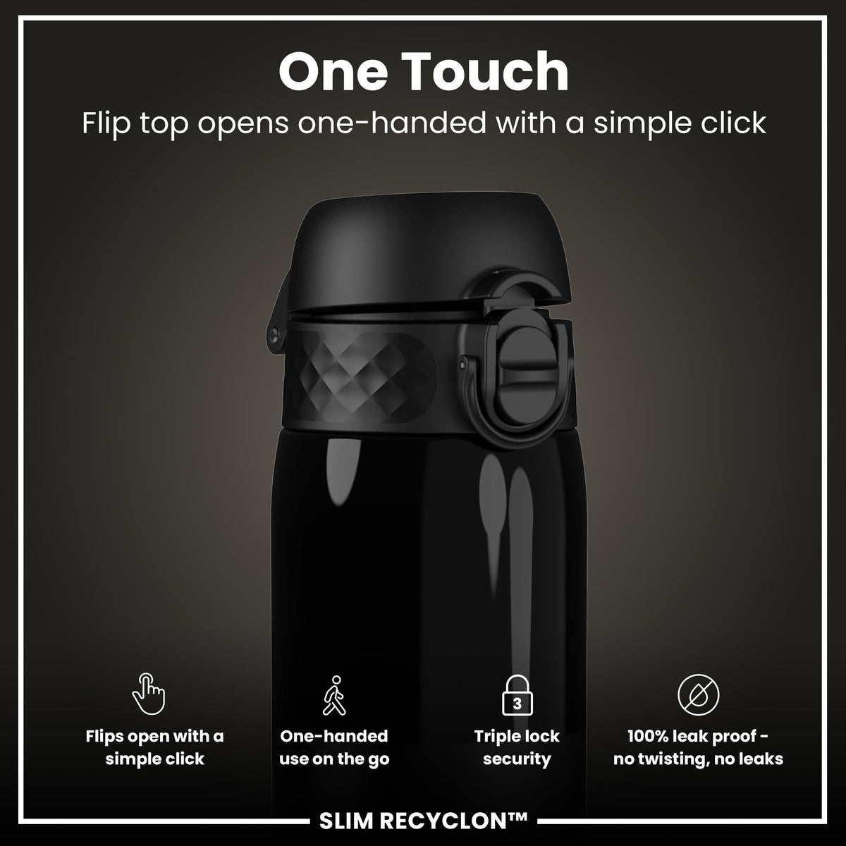 Gourde Recyclon, Half-Cut, Noir, 500 ml