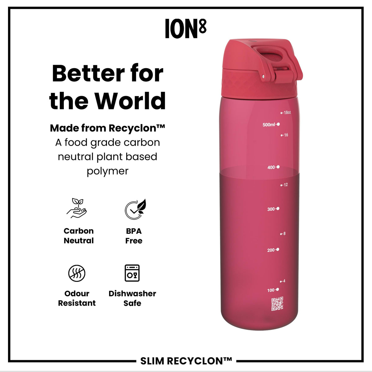 Gourde Recyclon, Half-Cut, Magenta, 500 ml