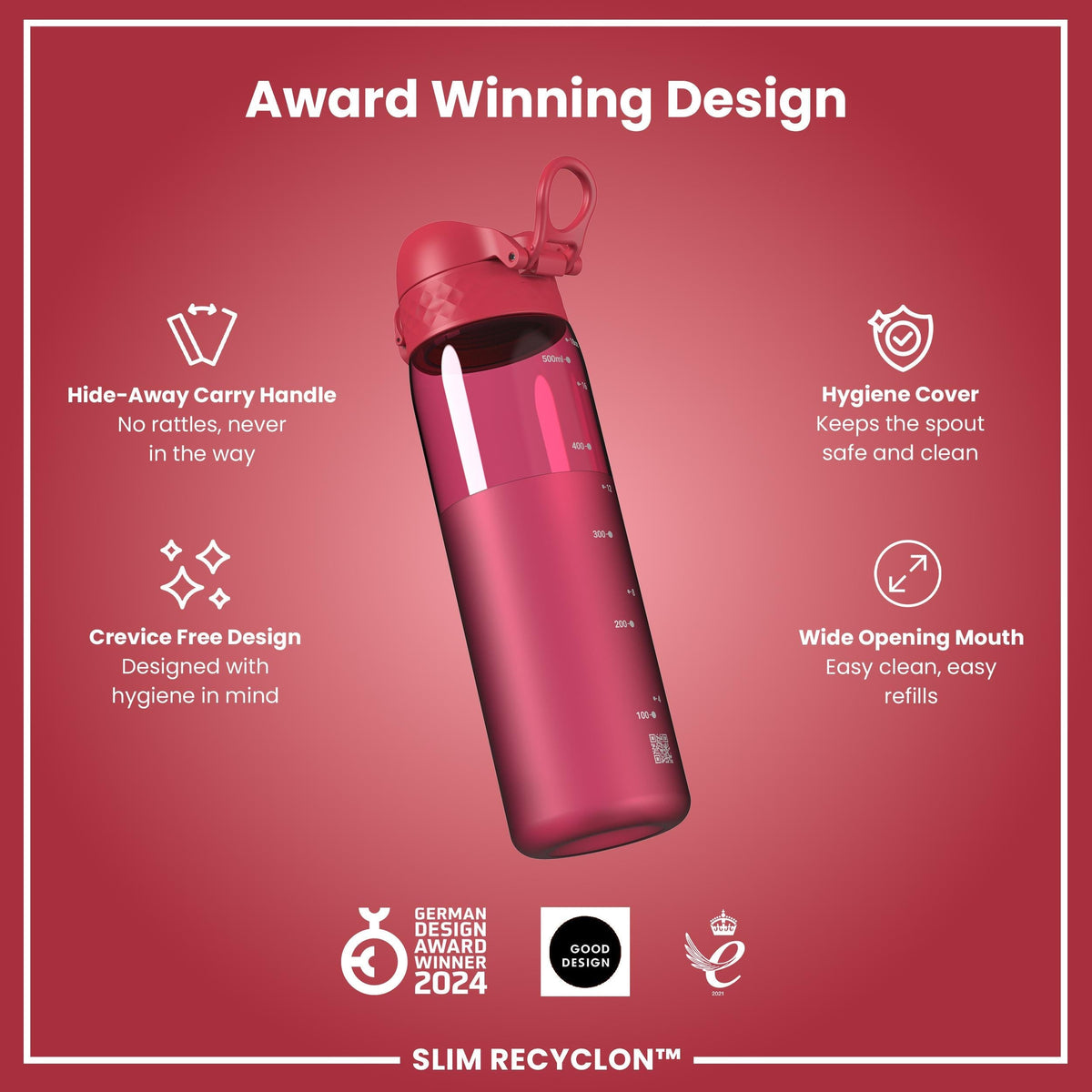 Gourde Recyclon, Half-Cut, Magenta, 500 ml
